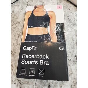 GAP Fit Womens‎ Size S Black 4-Way Stretch Moisture Wicking Racerback Sports Bra